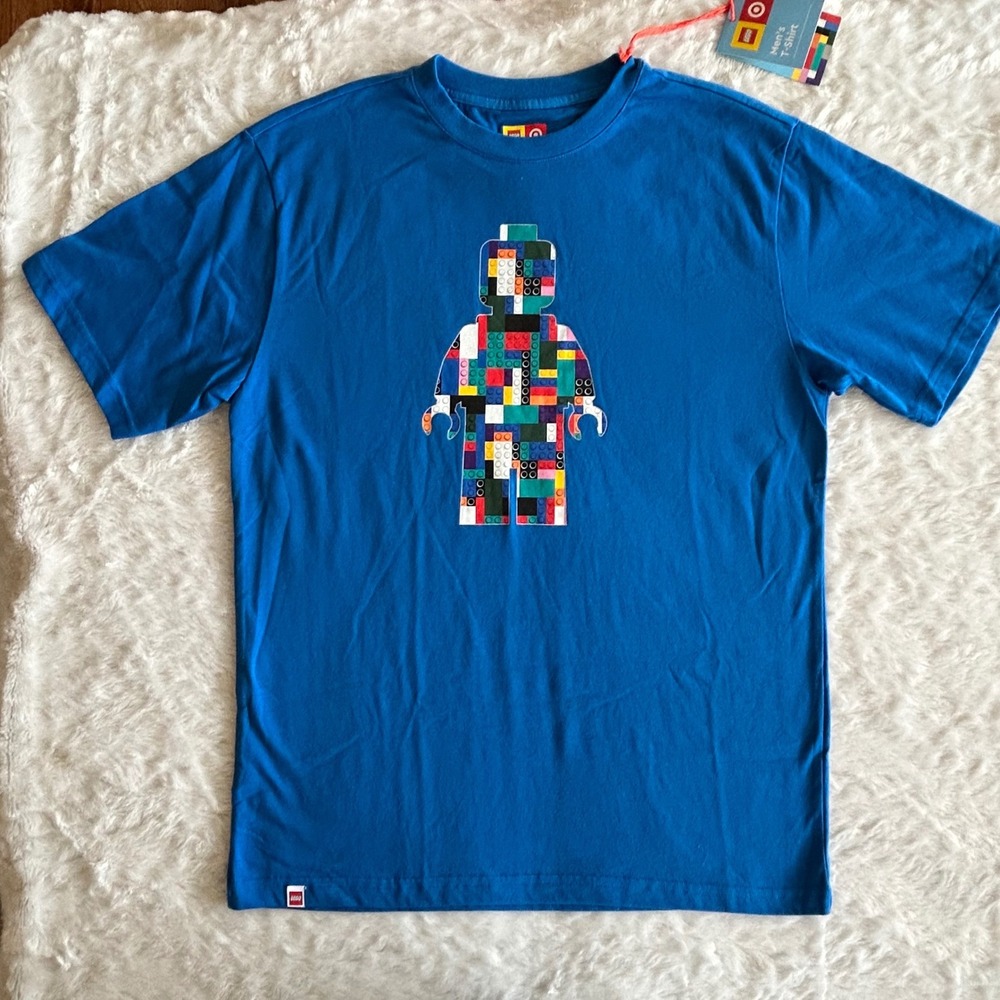 LEGO x Target Graphic T-Shirt Mens Small Blue New Minifigure Mosaic Short Sleeve